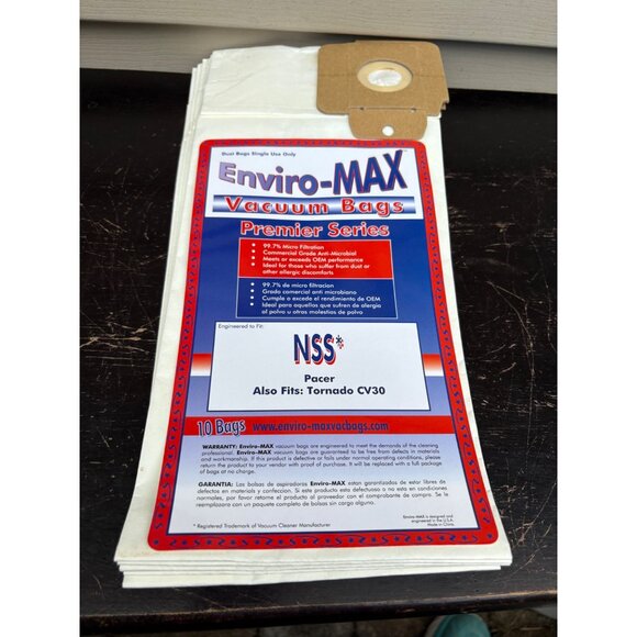 Enviro-Max Vacuum Bags Premier Series For NSS Pacer & Tornado CV30 - Picture 1 of 4